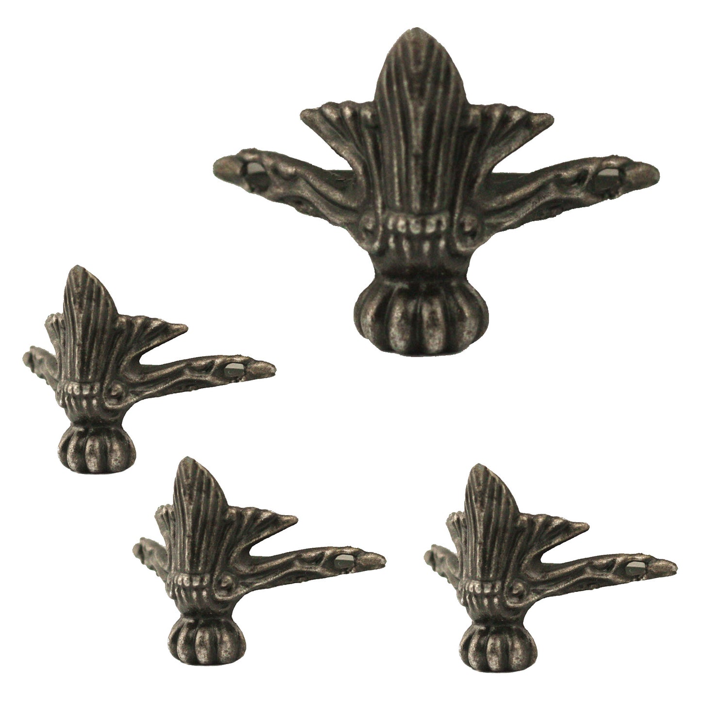 4 Stück Eckbeschlag Retro Möbelbeschlag Antik Stil Zierbeschlag Beine fuß Vintage - 011