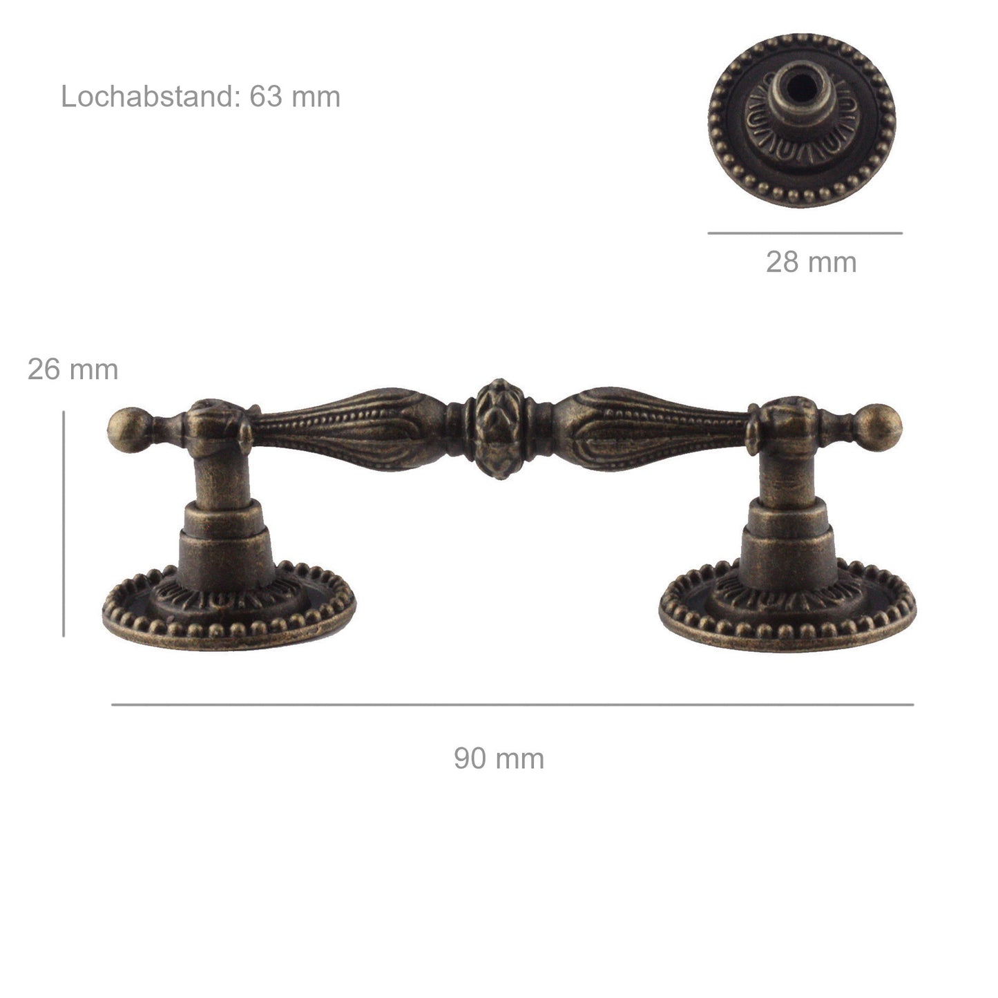 Möbelgriff Möbelknopf Metall Retro Antik Stil Schubladen Schrank Messing Farbe - 016