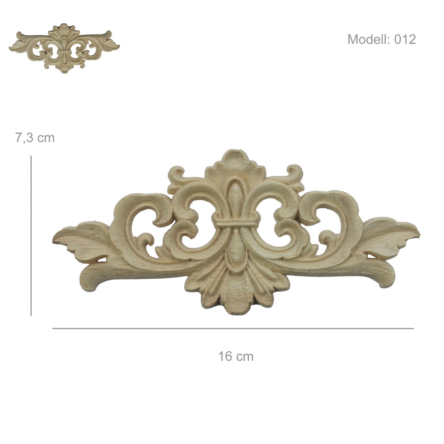 Holz Verzierung Ornament Schnitzerei Möbel Deko Tür Schrank Ecke Retro Antik Stil - 012