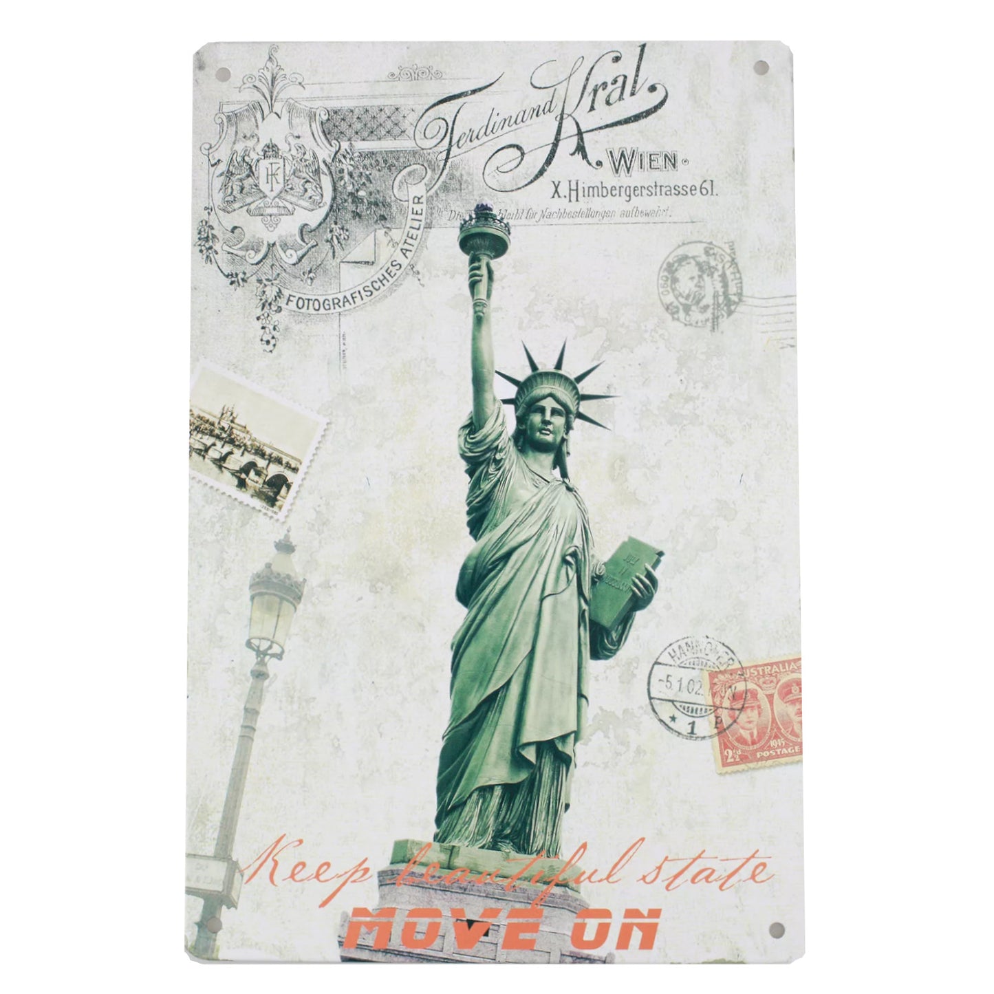 Retro Dekoschild Metallschild Wandschild Deko Vintage Antik Stil 30x20cm - Freiheitsstatue
