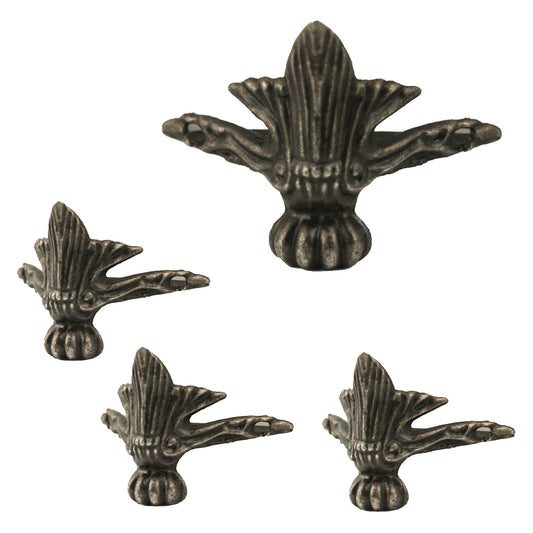 4 Stück Eckbeschlag Retro Möbelbeschlag Antik Stil Zierbeschlag Beine fuß Vintage - 011