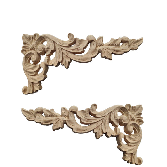 Holz Verzierung Ornament Schnitzerei Möbel Deko Tür Schrank Ecke Retro Antik Stil - 032