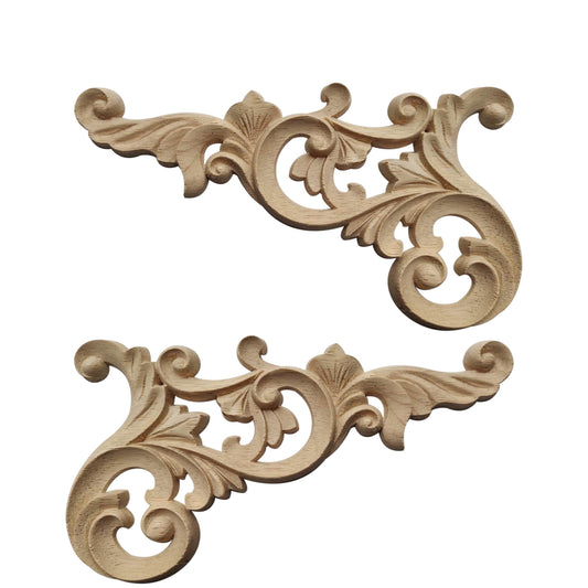 Holz Verzierung Ornament Schnitzerei Möbel Deko Tür Schrank Ecke Retro Antik Stil - 033
