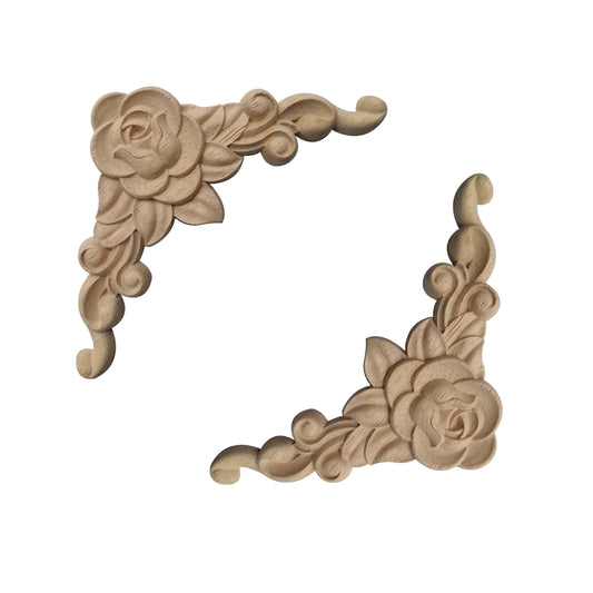 Holz Verzierung Ornament Schnitzerei Möbel Deko Tür Schrank Ecke Retro Antik Stil - 035