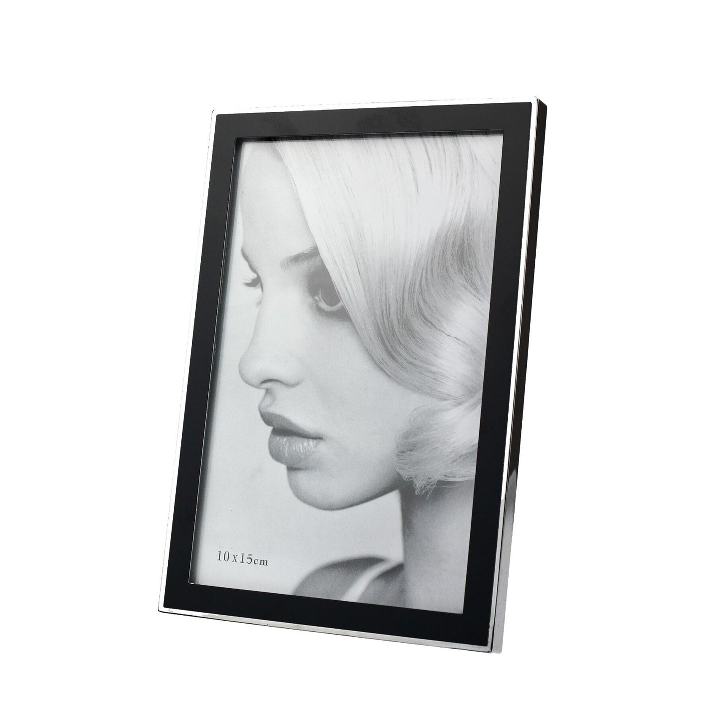 10 x 15 cm Bilderrahmen Fotorahmen Glas Metall Modern hoch quer - Schwarz