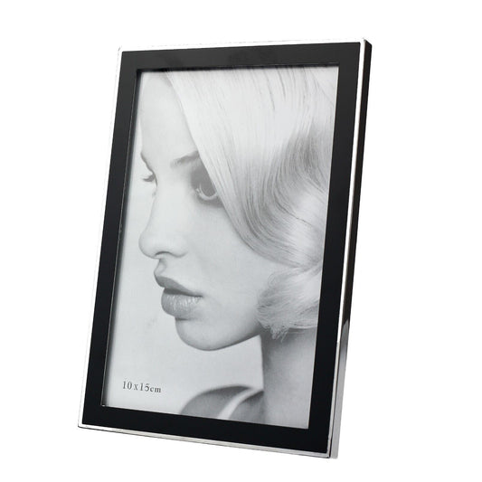 10 x 15 cm Bilderrahmen Fotorahmen Glas Metall Modern hoch quer - Schwarz