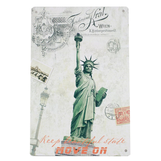 Retro Dekoschild Metallschild Wandschild Deko Vintage Antik Stil 30x20cm - Freiheitsstatue